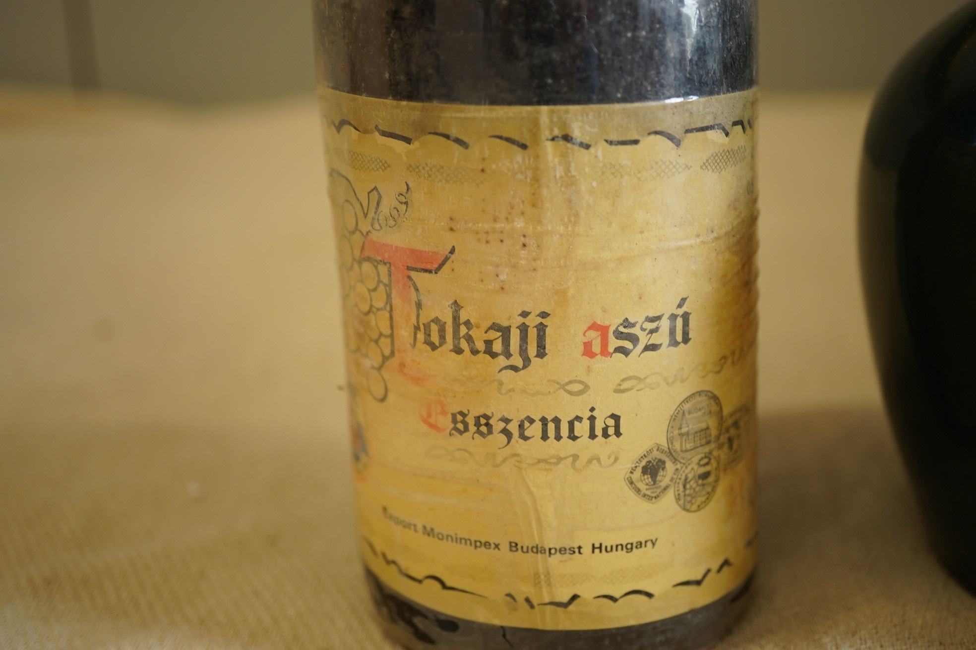 One bottle of 1957 Tokaji Aszu and one ceramic bottle of Chivas Royal Salute Scotch Whisky (2)